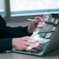 Businessman,Working,On,Laptop,Computer,online,Electronic,Document,Information,Database,digital,File